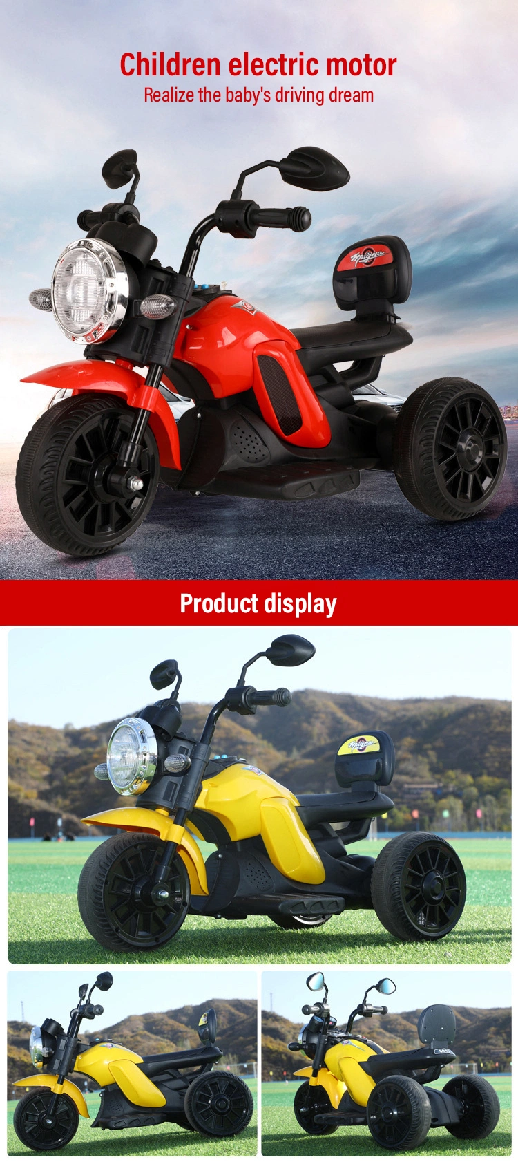 Children Car Drive Child Kid Car Baby Toys Children Three-Wheeled Electric Motorcycle
