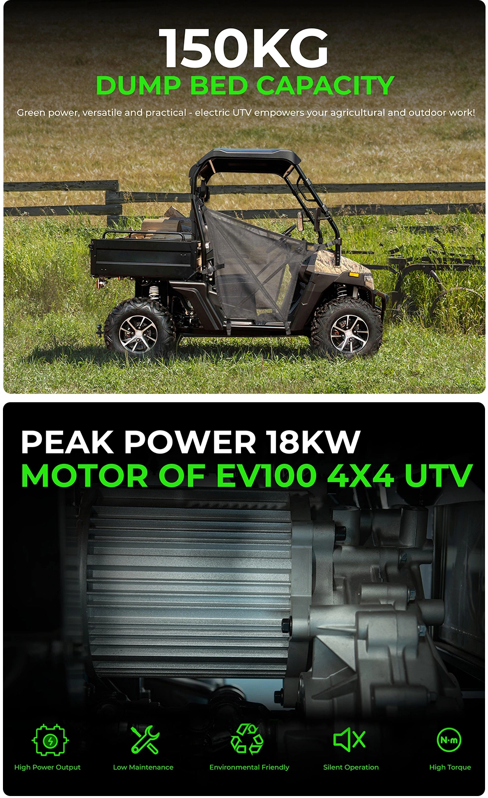 Popular 10KW 72V All Terrain Off Road 4X4 Electric ATV/UTV