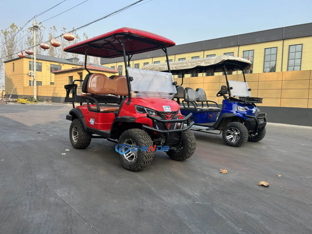 New Style Red Electric 1+1 Golf Cart 4 Seat Mini Dune Buggy