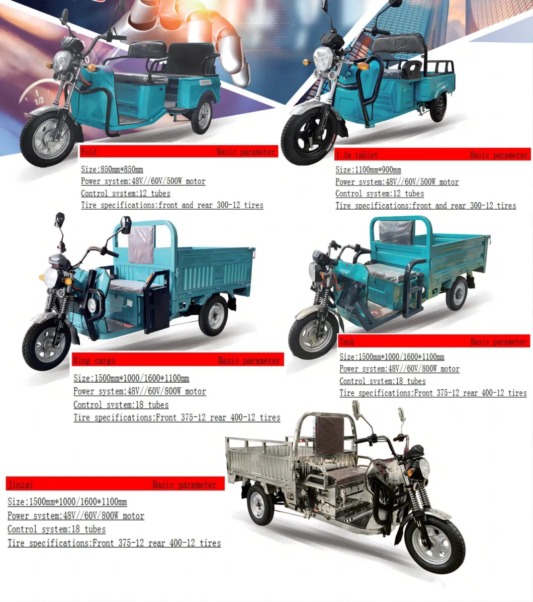Fashion High Qiality Wide Wire Tires Electric Tricycle Scooter Cargo Passenger Bike Three Wheeler