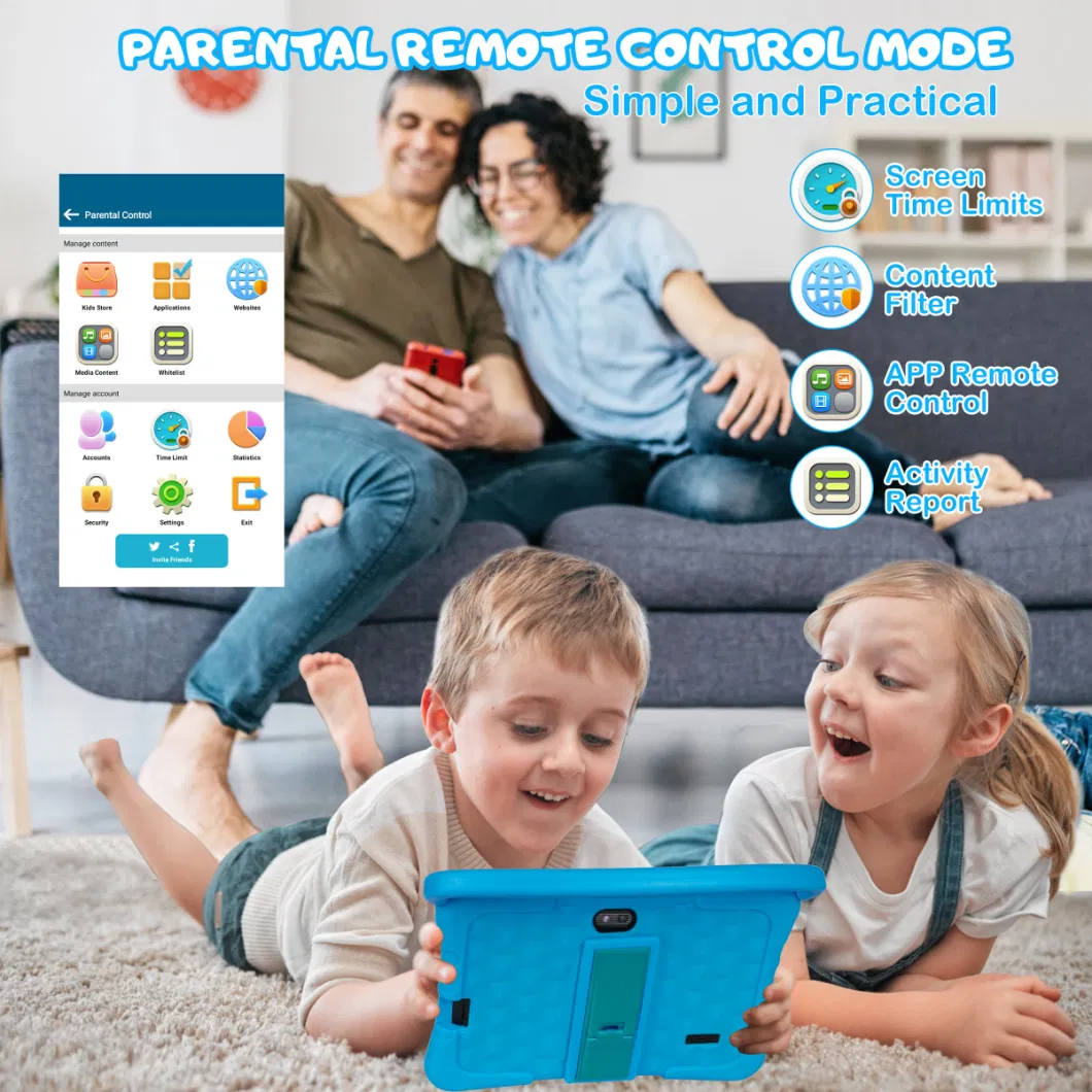 Wholesale Bulk 7 Inch Android Tablets WiFi Quad-Core RAM 3GB ROM 32GB Parental Control Tablette Pour Enfant for Children Educational