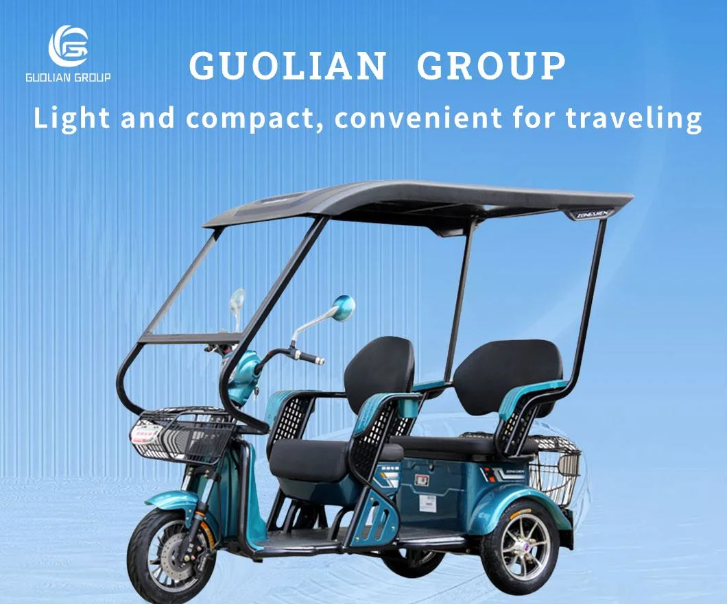 2023 New Design Solar Electric Scooter Energy Powered Electric Tricycle Three Wheeler with Roof for Adult and Elderly