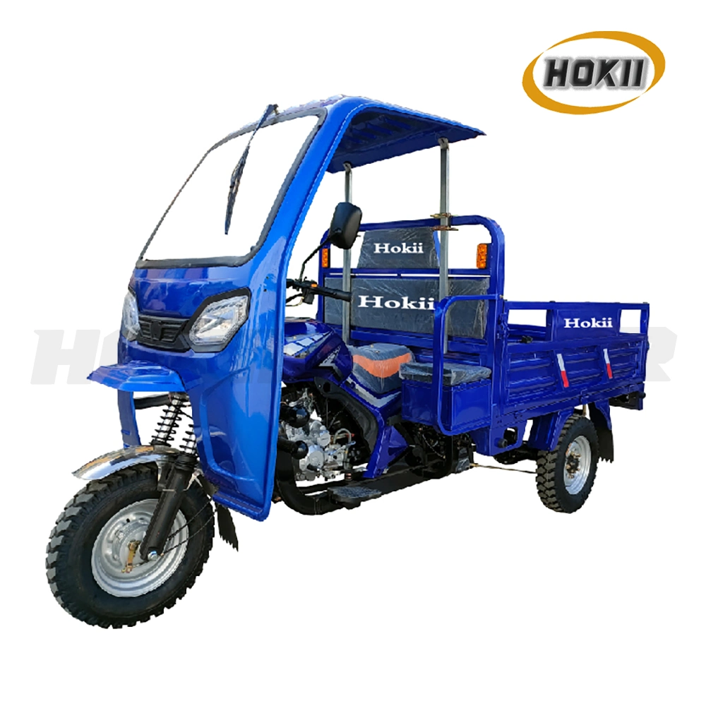 Hokii Manufacturer Good Quality Gasoline Cargo Tricycle Motos Three Wheeler with New Design Front Cabin for Sale