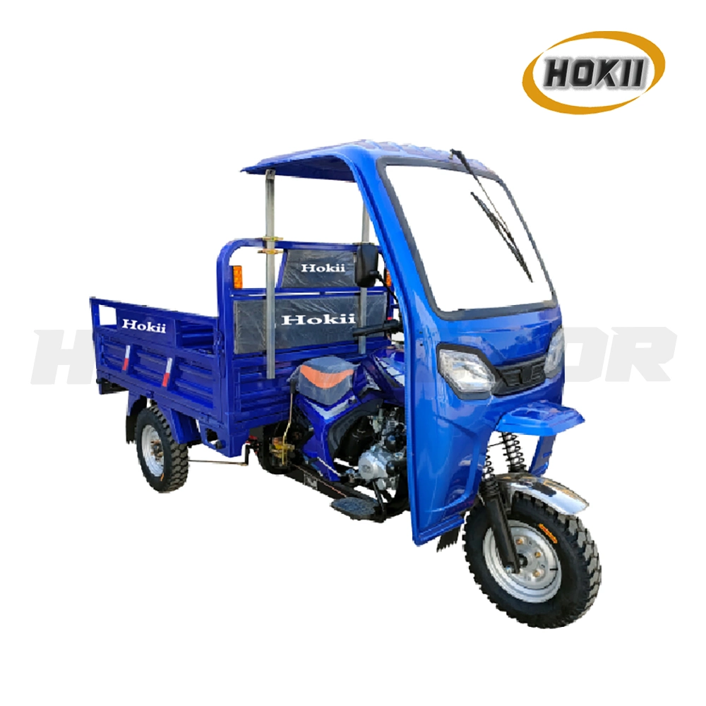 Hokii Manufacturer Good Quality Gasoline Cargo Tricycle Motos Three Wheeler with New Design Front Cabin for Sale