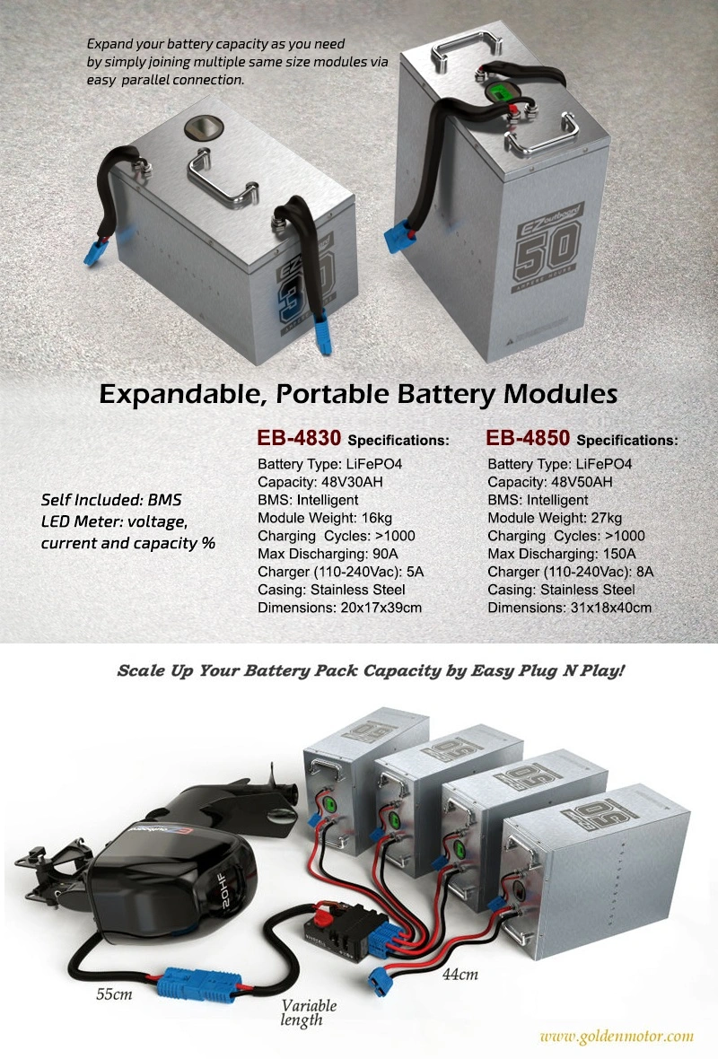 Portable Expandable 3C Rating LiFePO4 48V 50AH Battery With Quad Cell