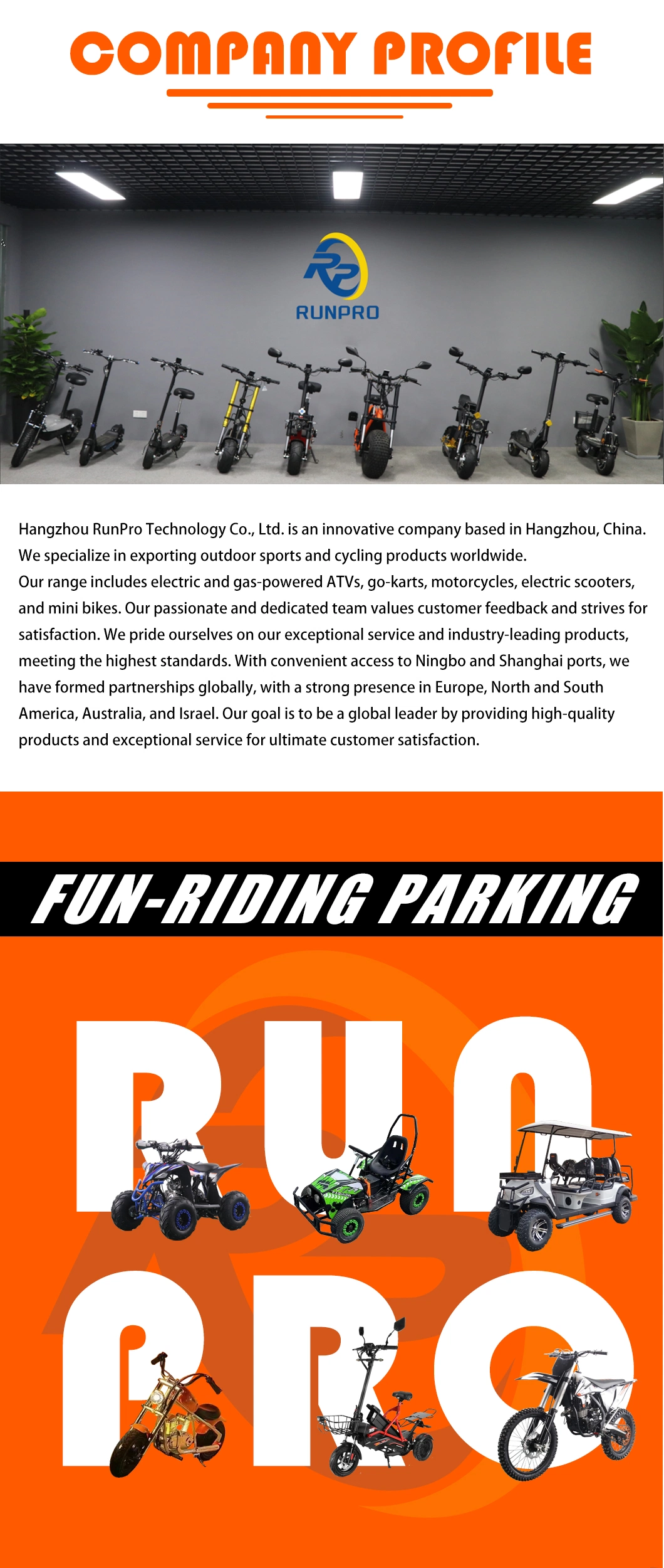 Runpro 110cc 125cc Chain Drive Automatic Four-Wheeler Motor Bike for Kids Electric Start ATV