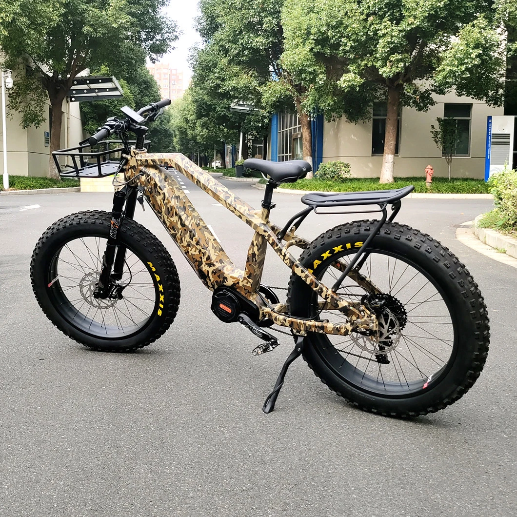 Aluminum Alloy Step Thru Electric Mountain Bike with 1000W MID Motor 48V 30ah Battery 26 Inch Fat Tire Ebike