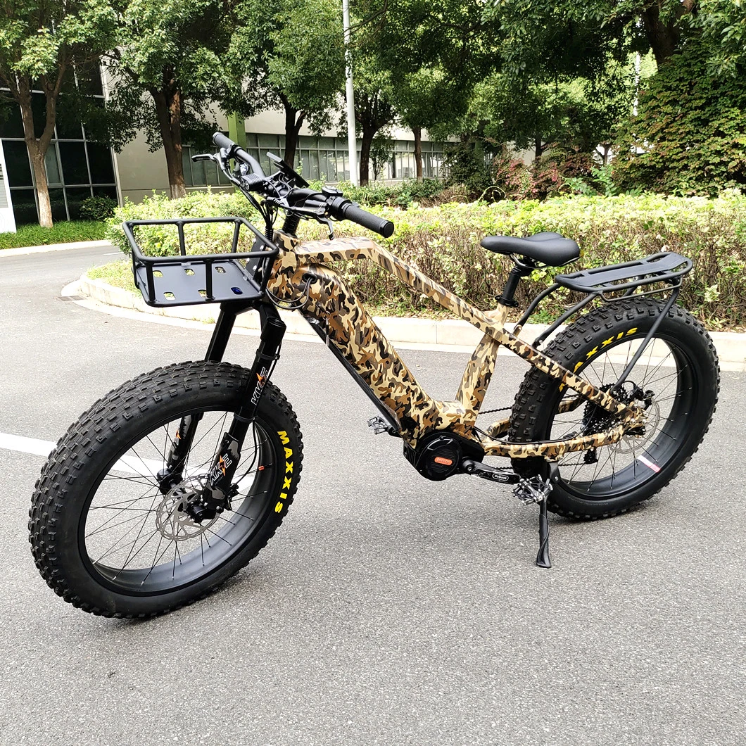 Aluminum Alloy Step Thru Electric Mountain Bike with 1000W MID Motor 48V 30ah Battery 26 Inch Fat Tire Ebike