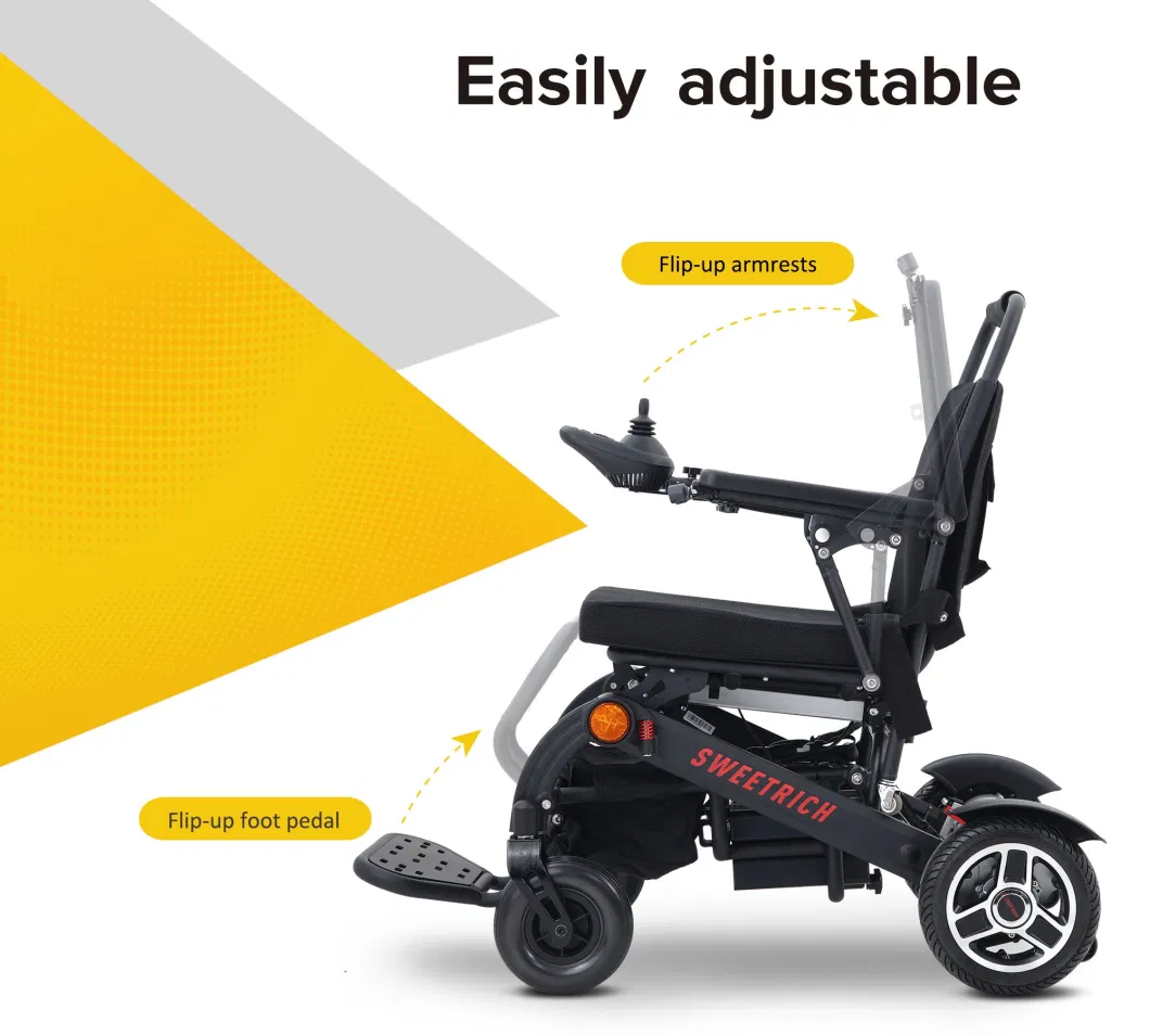 Comfortable Medical Aluminum Alloy Light Automatic Folding Heavy Duty Mobility All Terrain Electric Wheelchair with Recline Back Joystick Controller