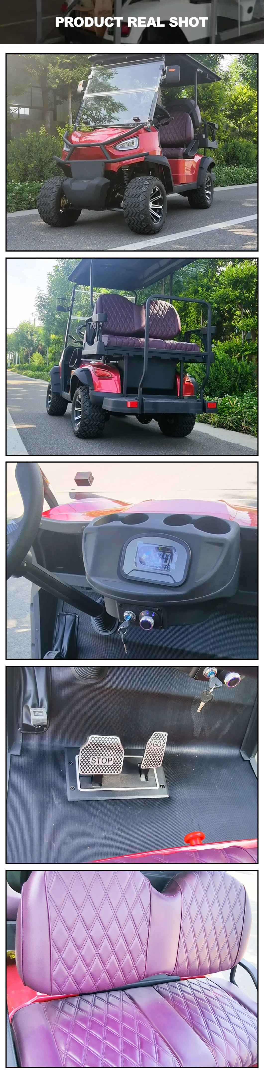 Large Volume Supply 2 Row Luxury Lithium Battery Powered Golf Cart with Aluminum Alloy Frame for All Terrain