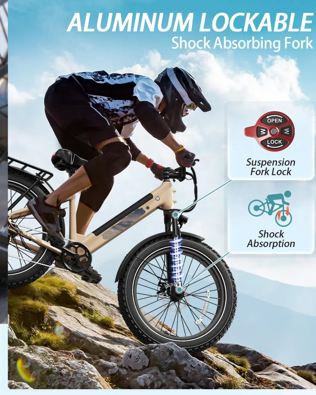 All-Terrain Fat Tire Ebike with Spoked Wheels, 48V500W-750W High-Torque with 200kg Max Load, Brushless Motor, and High-Capacity Shock Absorption Motorcycle