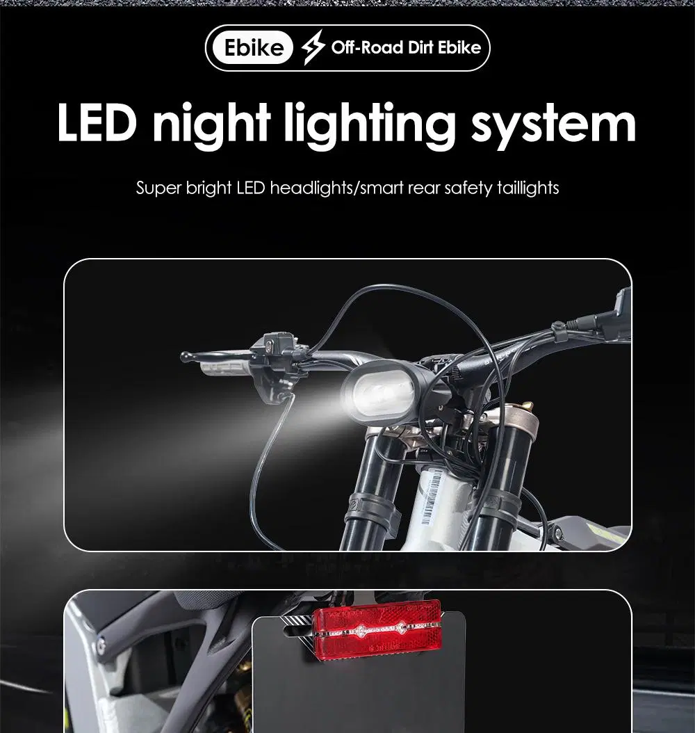 60V 6000W MID Drive off-Road Ebike 40ah Long Range Electric Dirt Bike Light Bee Electric Motorcycle Moto Electrica