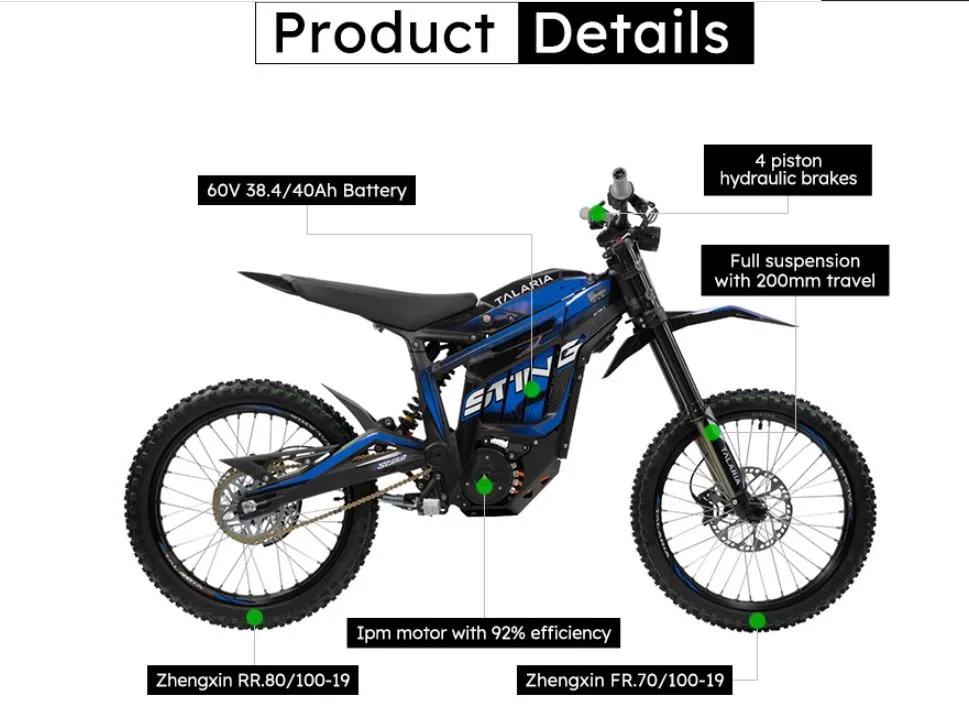 High Speed Electric Dirt Bike 60V 45ah 8000W Powerful E Bikefast off Road E Bike Electric Motorcycle for Adult