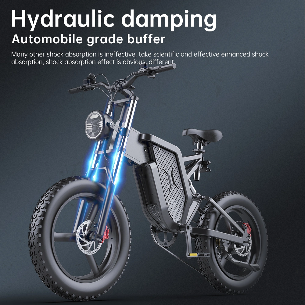 Rugged Fat Tire Ebike with 200kg Max Load, CE Certified, 48V500W Brushless Motor, and Aluminum Hydraulic Shock Absorption Suitable for All Terrains