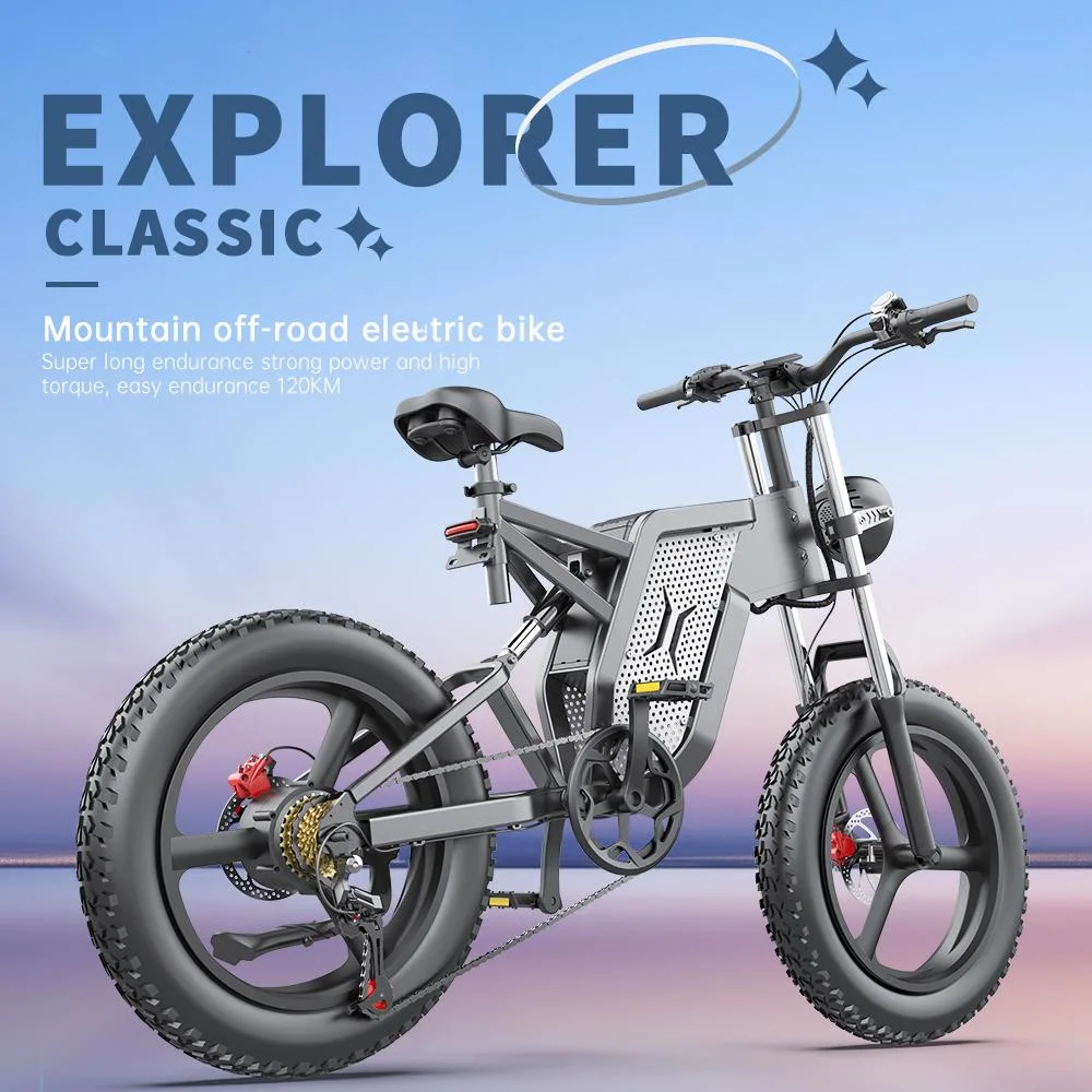 Rugged Fat Tire Ebike with 200kg Max Load, CE Certified, 48V500W Brushless Motor, and Aluminum Hydraulic Shock Absorption Suitable for All Terrains