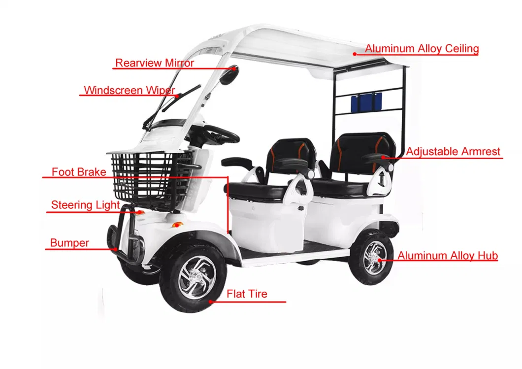 Passenger and Cargo Adult Hot Sales 4 Wheels Electric Quadricycle Passenger and Cargo Adult