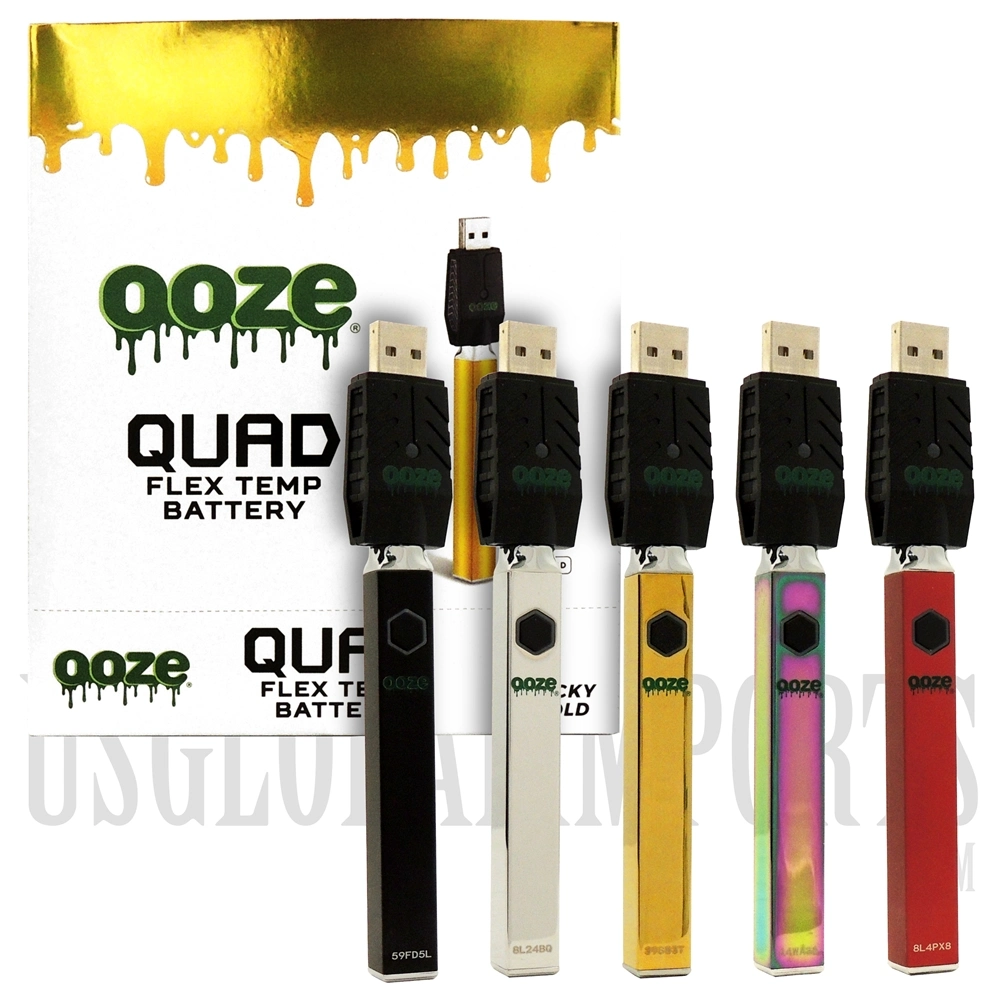 Multiple Color Options Ooze Quad Flex Temp Battery 510 Thread 500mAh Square Vape Battery &amp; USB Charger Ooze Vape Battery