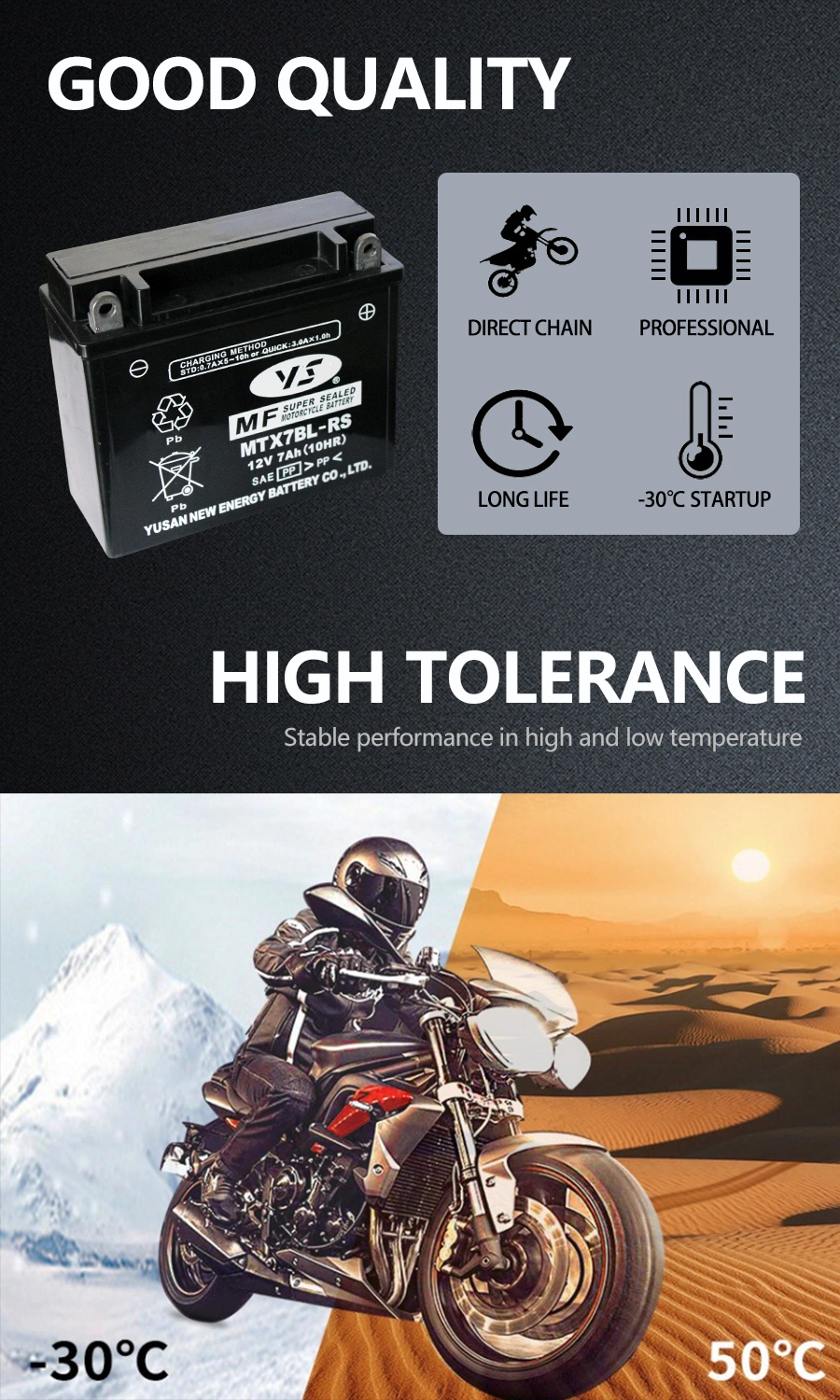 China Strength Supplier Electric Scooter Battery for Motorcycles, Scooters and Quad Bikes
