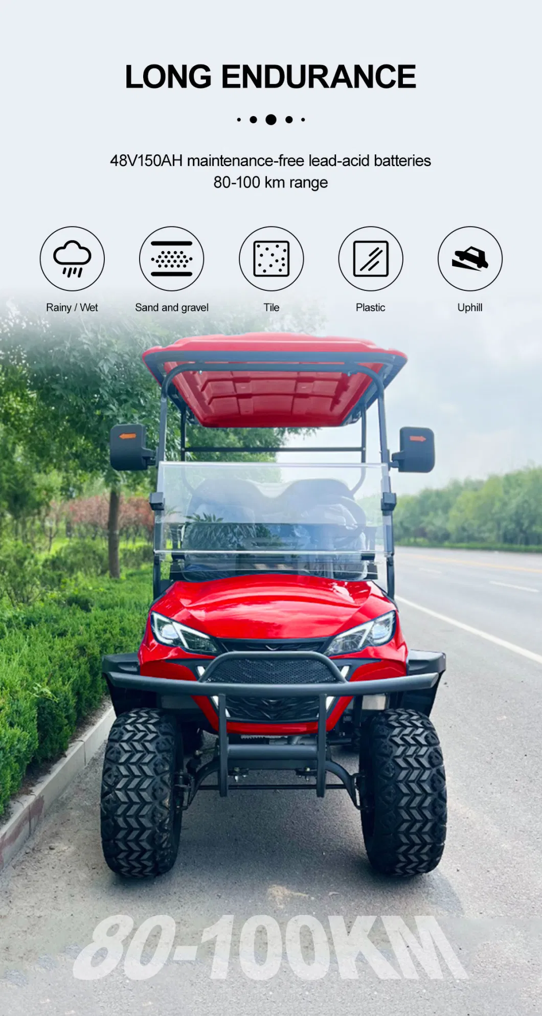 New Carro De Golf Four Wheel 4 Seats Drive Hunting off Road Black Electric Golf Cart Price 48V 60V 72V Battery