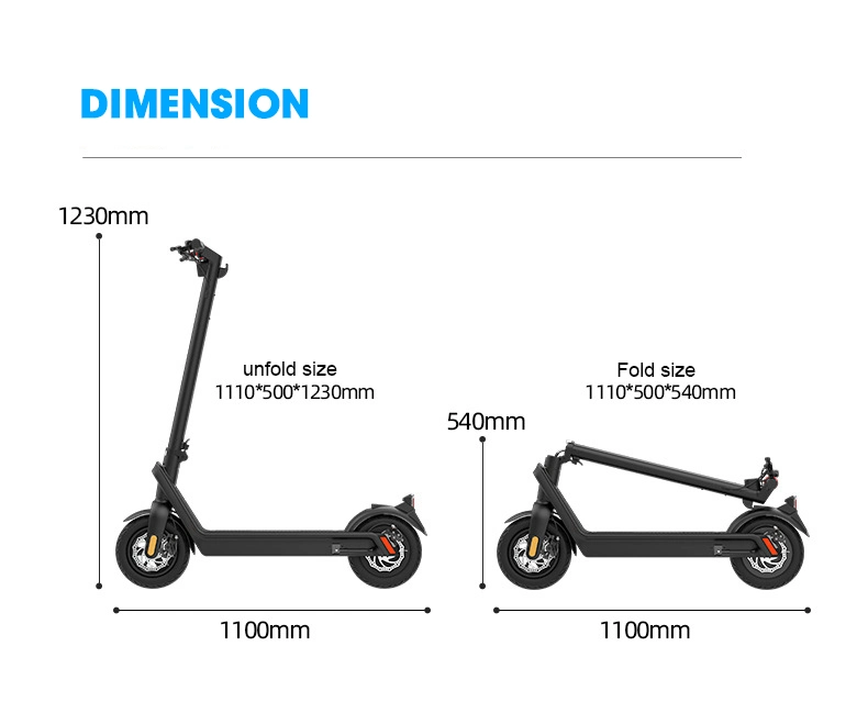 10&quot; Anti-Explosion Damping Tire 500W Brushless DC Motor Electric Scooter