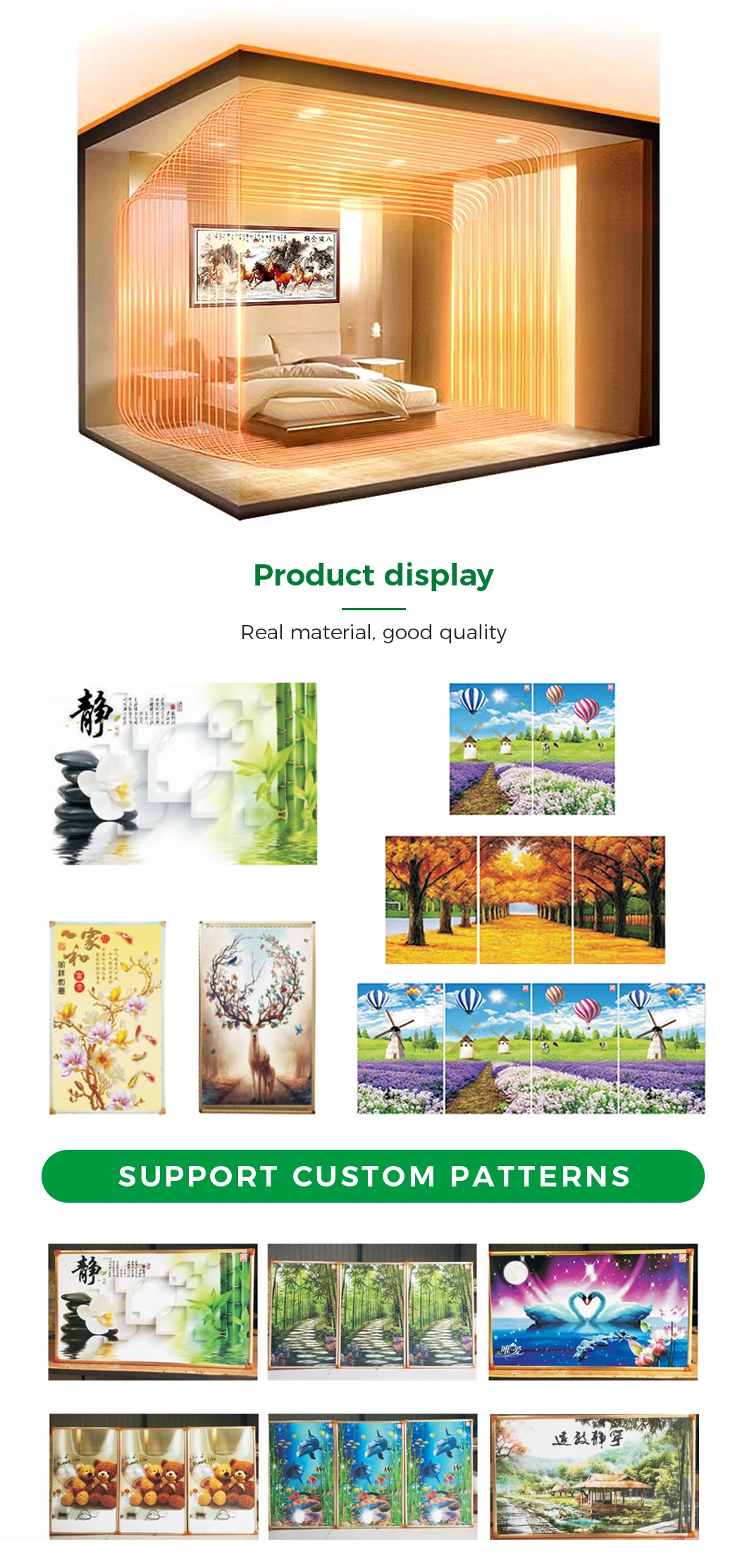 Infrared Panel Heater Carbon Crystal Electric Carbon Fiber Indoor Wall Mounted Picture Printing Heating