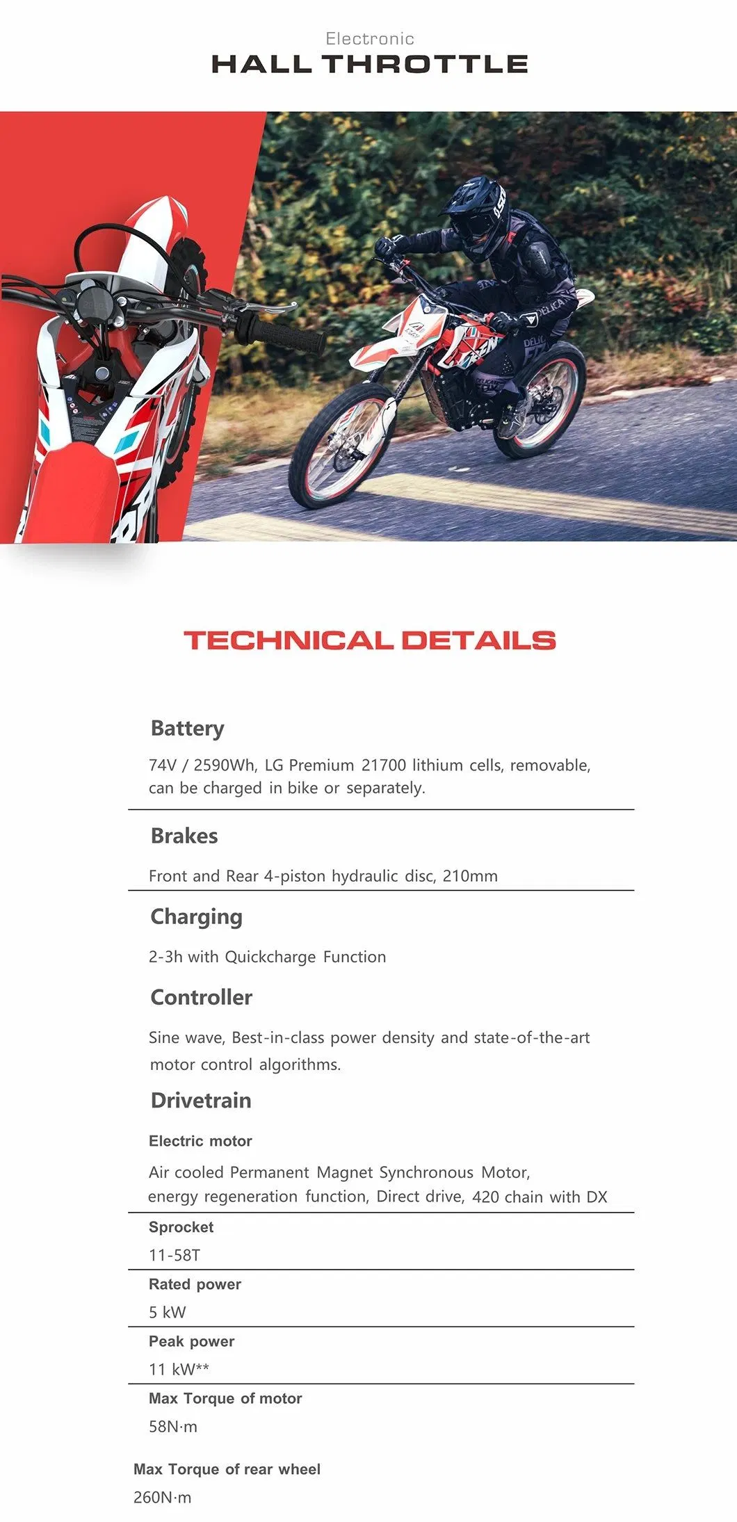 Apollo Dirt Bike Rfn Ares Rally PRO Electric Dirt Bike Electric Motorcycle with Lithium Battery Electric Motocross Electric Pit Bike Adult Electric off Road