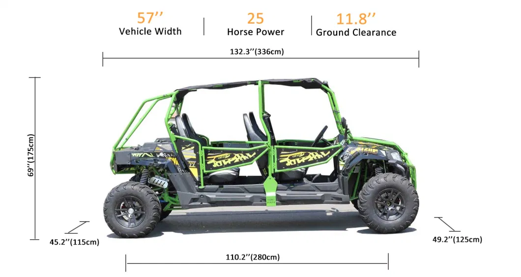 Fangpower 400cc EPA Road Legal off Road 4 Seat Side by Side Dune Buggy ATV &amp; UTV