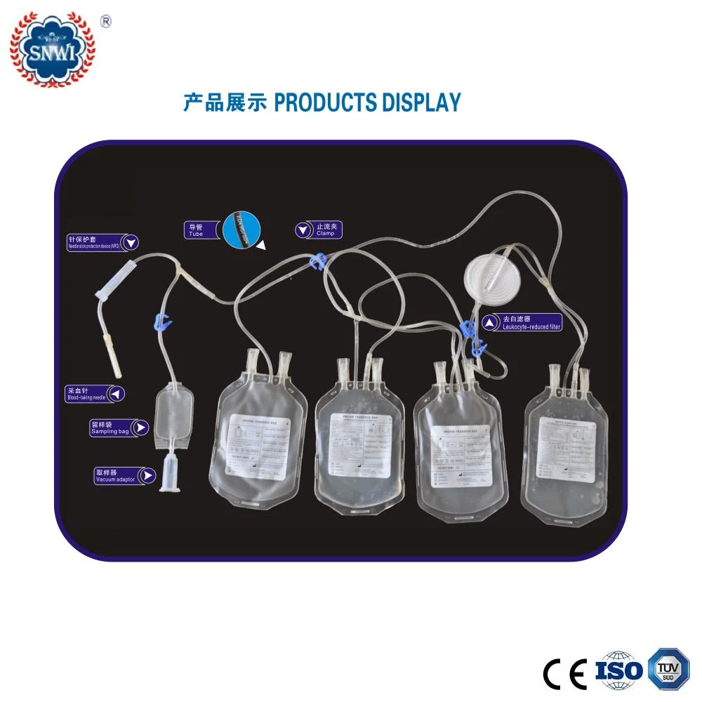 CE GMP Approved Disposable Medical PVC 450ml Single/Double/Triple/Quadruple Blood Transfusion Bags