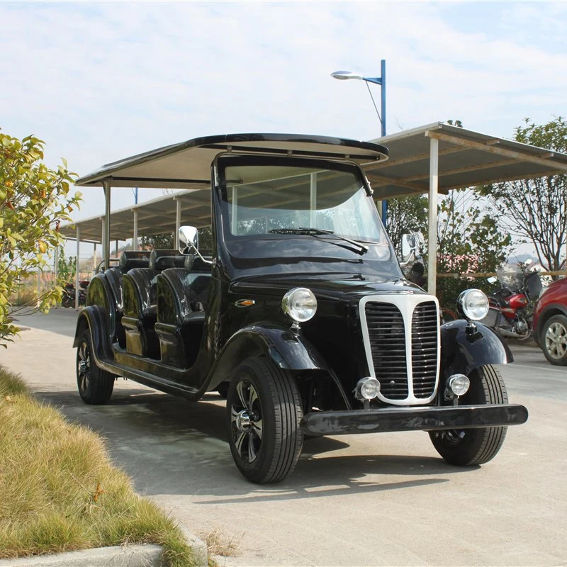 Electric Convertible Cart Battery Powered Four-Wheeled Golf Car 8 Seats Classic Style 48V 5kw Retro Car