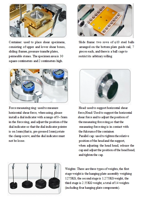 Strain Controlled Stepless Speed Regulation Quadruple Direct Shear Testing Equipment on Soil with Data Acquisition and Processing System ASTM Standard