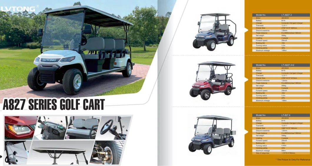 Lithium Battery Powered Fashion Shape Design Four-Wheeled 4 Passengers Vehicle Golf Cart (LT-A827.2+2G)