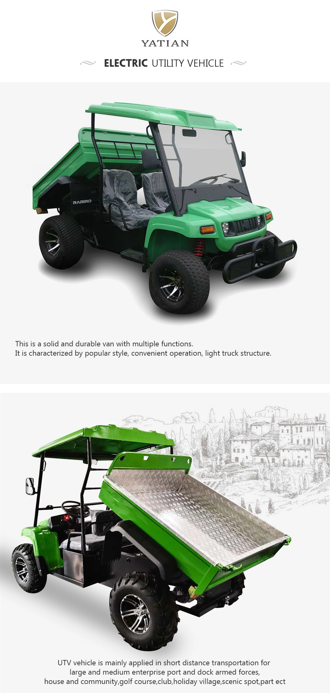 2 Seater Battery Powered 4 Wheel Utility Vehicle
