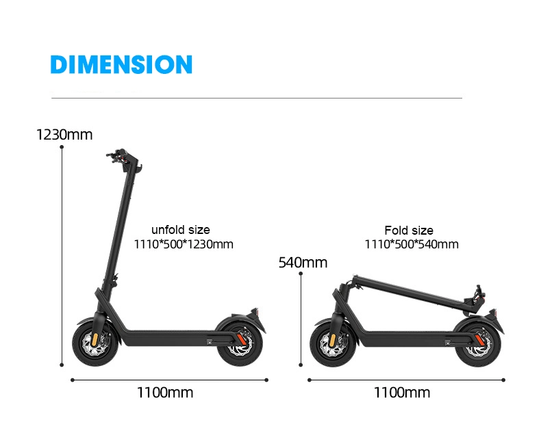10 Inch Foldable 2 Wheel Fast Electric Scooter with 36/48V Li-ion Battery 500W Brushless DC Motor