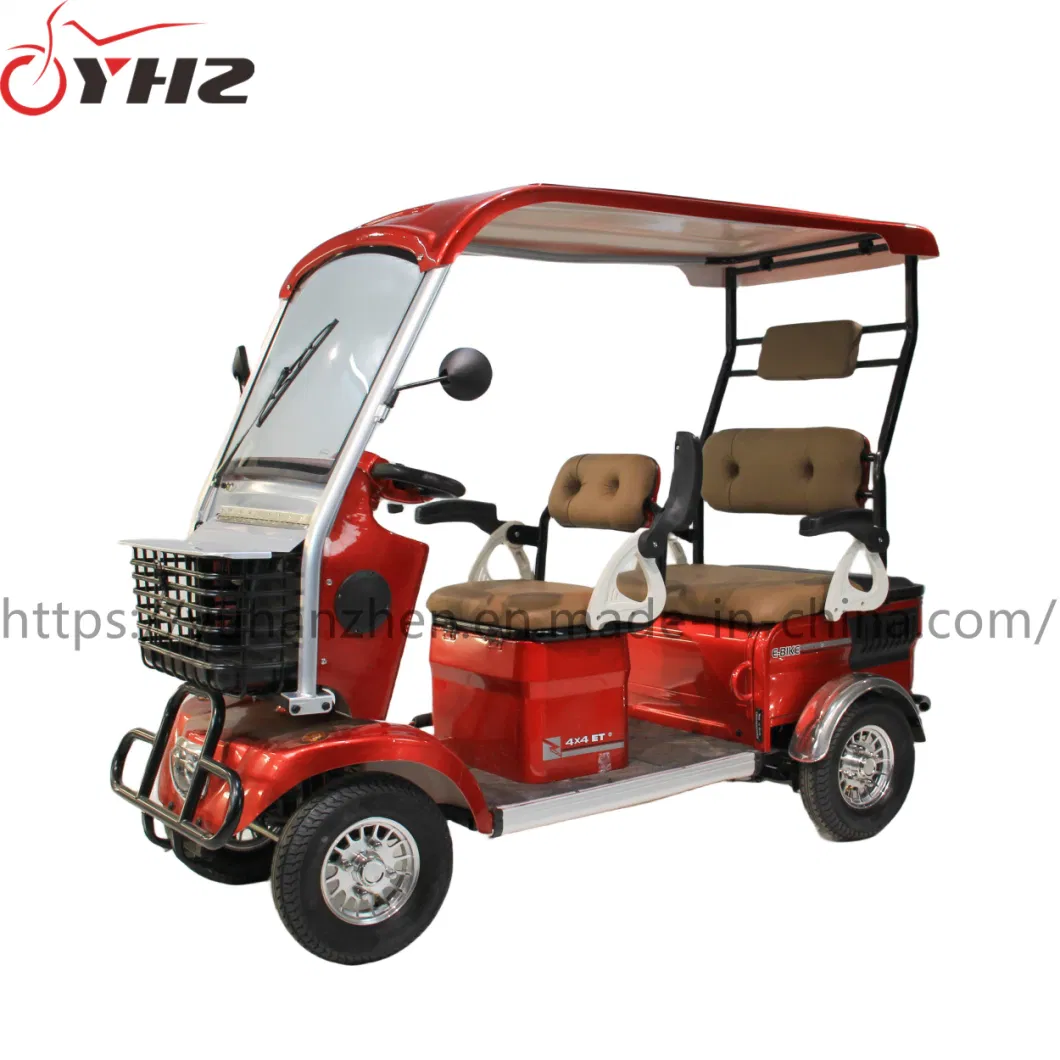 Double Seats Passenger 800W Electric Vehicle Four Wheeled Scooter with Front Basket