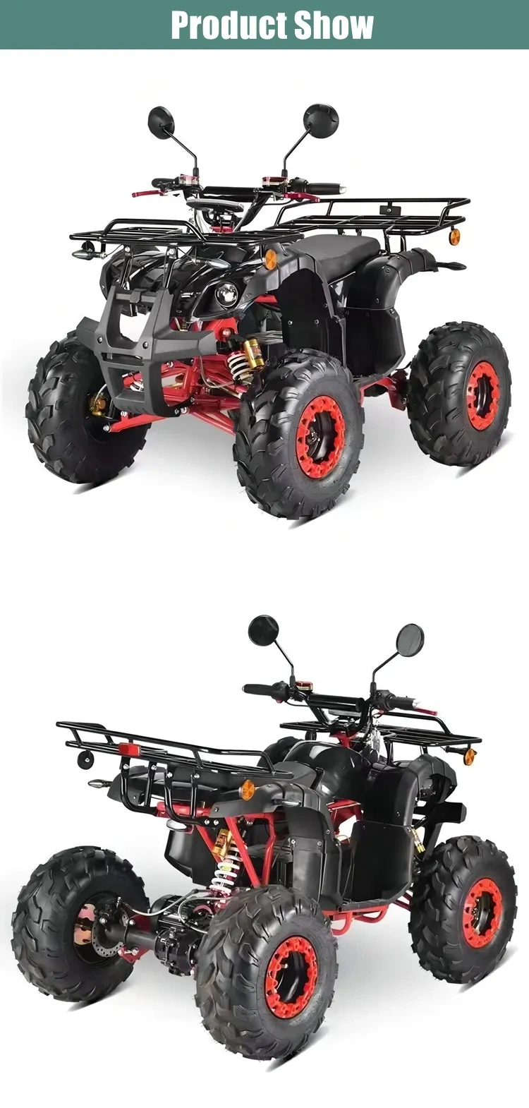 China Import 2000W Powered Shaft Drive 4 Wheeler off Road Quad Bike Buggy 4X4 4 Wheeler Electric ATV for Adults