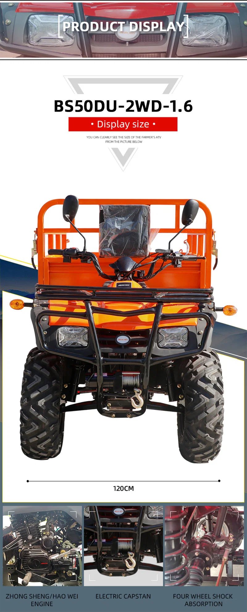 Drum Brake Other Customization Aerobs 72V Farm Vehicle Electric ATV/UTV