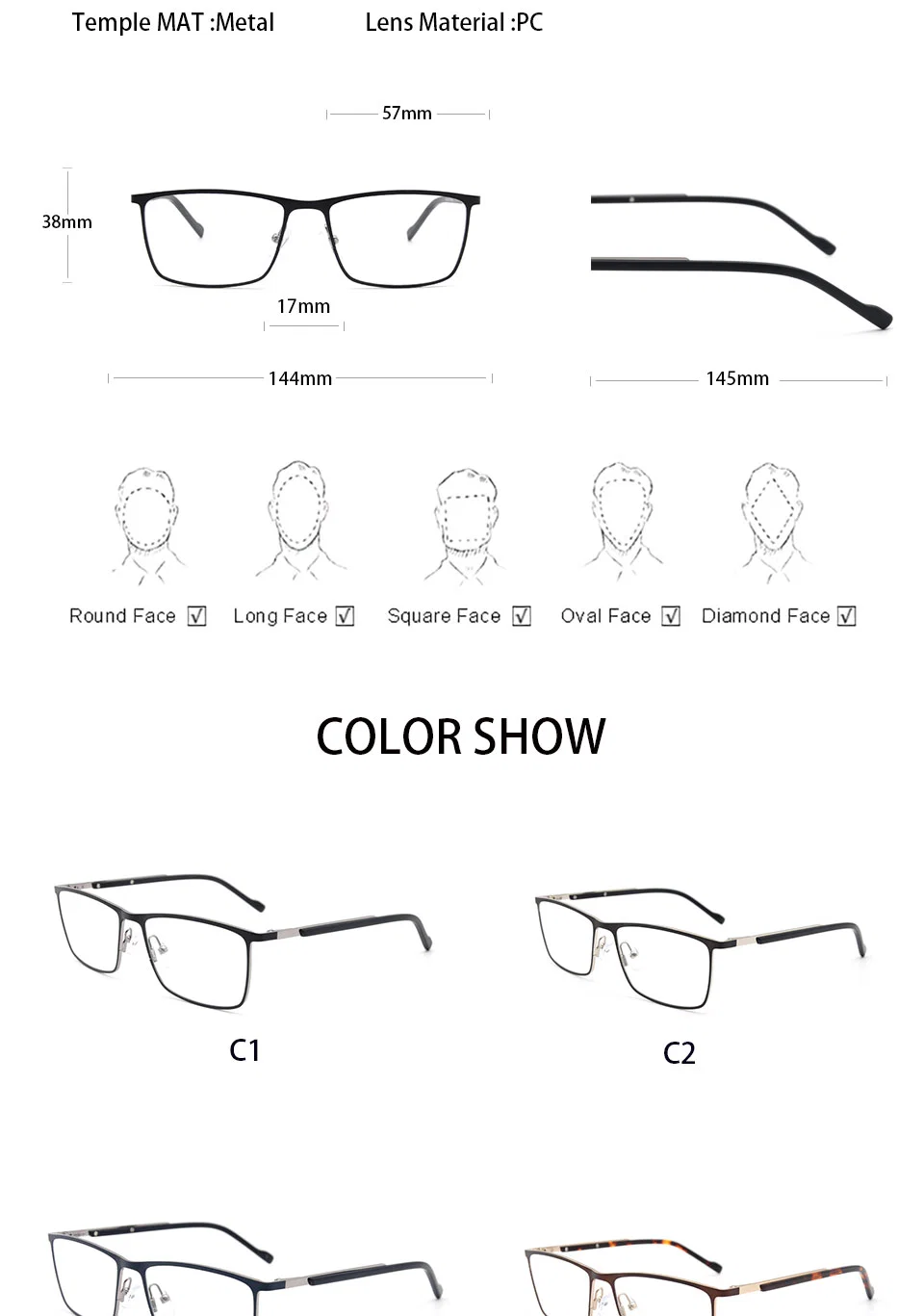 2022 New Optical Frame Eyeglasses Frames Optical Glasses Unisex Frames Optical Glasses Optical Frames Manufacturers in China Metal Optical Glass