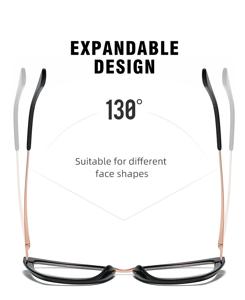 Fcwb605 New Anti-Blue Glasses Tr90 Cat-Eye Frame Flat Mirror Metal Spring Leg Ins Trend Frame Femalef
