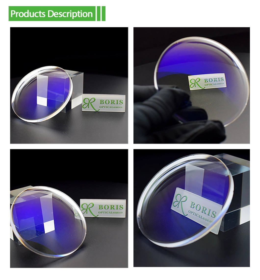 Spectacles Lens 1.61mr-8 Blue Cut Asp Hmc Eyeglasses Blue Blocking Plastic Lenses