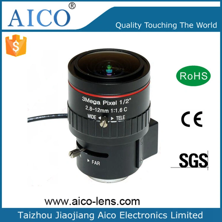 1/2 Inch 2.8mm-12mm F1.6 DC Auto Iris C Mount Machine Vision MP Veri-Focal 3MP Cmount Varifocal Zoom Fa CCTV Lens with Autoiris