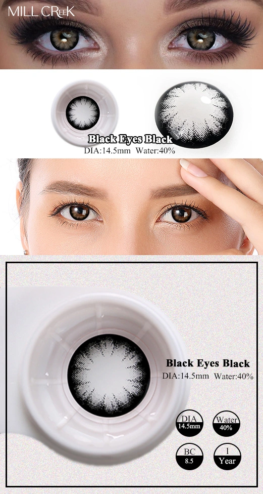OEM Cosmetic Tinted Circle Black Pupil Contact Lenses 3 Tone for Dark Eyes