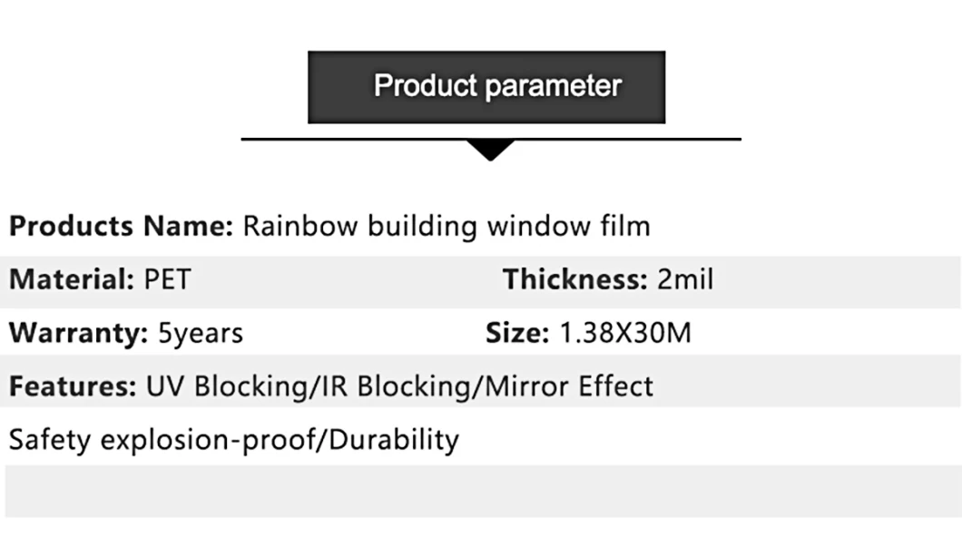 1.38*30m Wholesale Price Photochromic Dichroic Rainbow Decorative Colorful Tint Building Glass Film