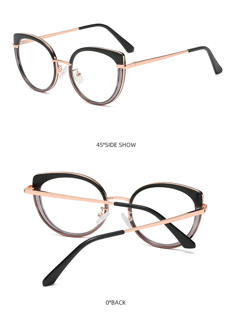 Cross-Border New Tr90 Anti-Blue Light Glasses Frame European and American Spring-Leg Glasses Wb610 Two-Color Frame Can Be Equipped with Myopia