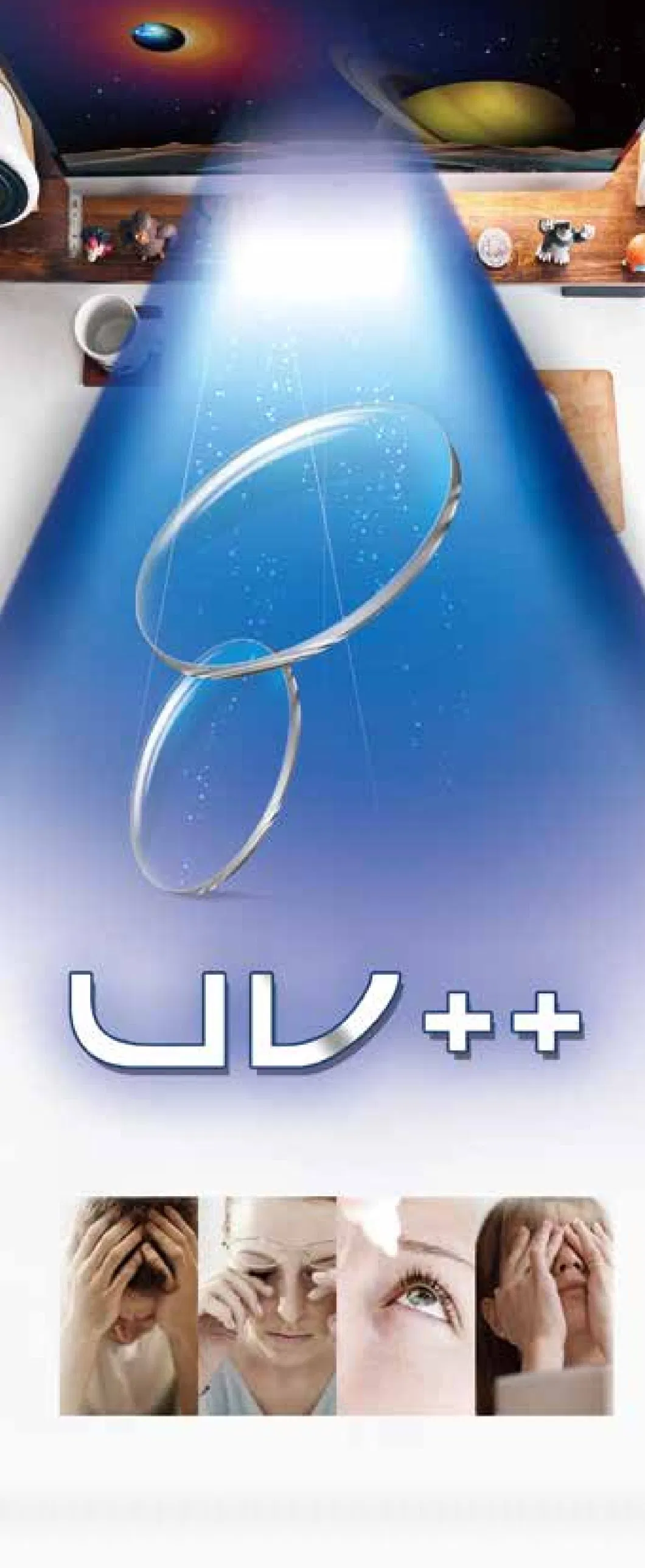 1.61 Mr-8 UV420 Blue Green Coating Blue Cut Optical Eyeglasses Lens