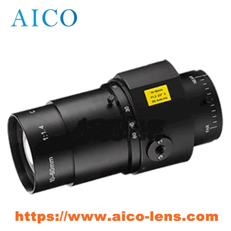 2/3&quot; Image Format Aperture No 1.4 F1.4 DC Auto Iris 10-60mm C Mount Varifocal 6X Zoom CCTV IR Lenses Lens for Industrial Vision System