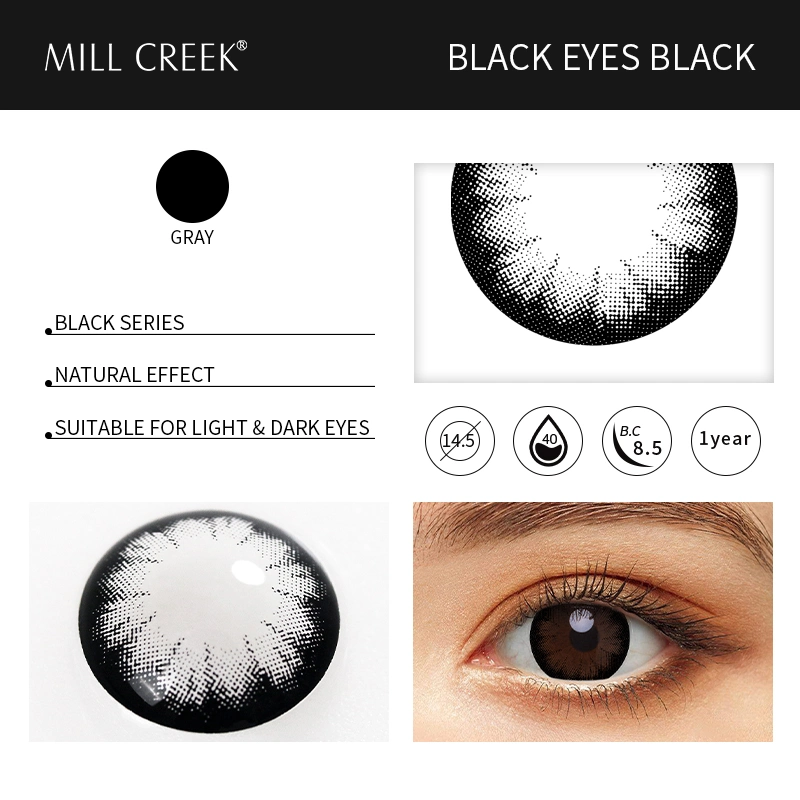 OEM Cosmetic Tinted Circle Black Pupil Contact Lenses 3 Tone for Dark Eyes