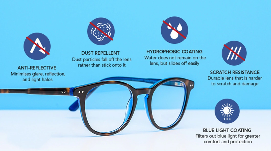 Lense Eyeglass 1.59 Polycarbonate PC UV420 Blue Cut Hmc Ophthalmic Lenses Spectacles