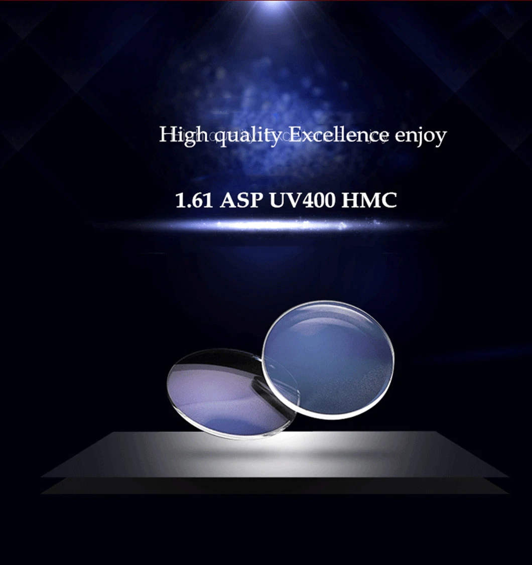 1.61 Asp UV400 High Index Hmc Green Coating Ophthalmic Optical Lenses