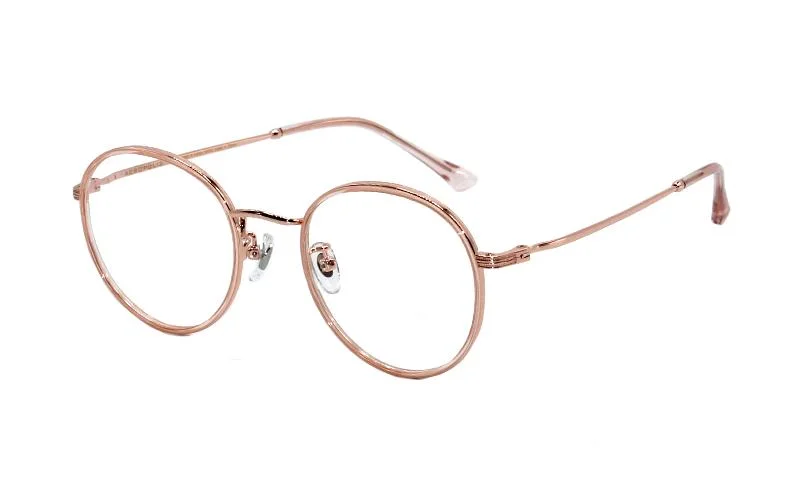 Rose Gold Simple Style Round Gentle Glasses Frame Progressive Optical Frames