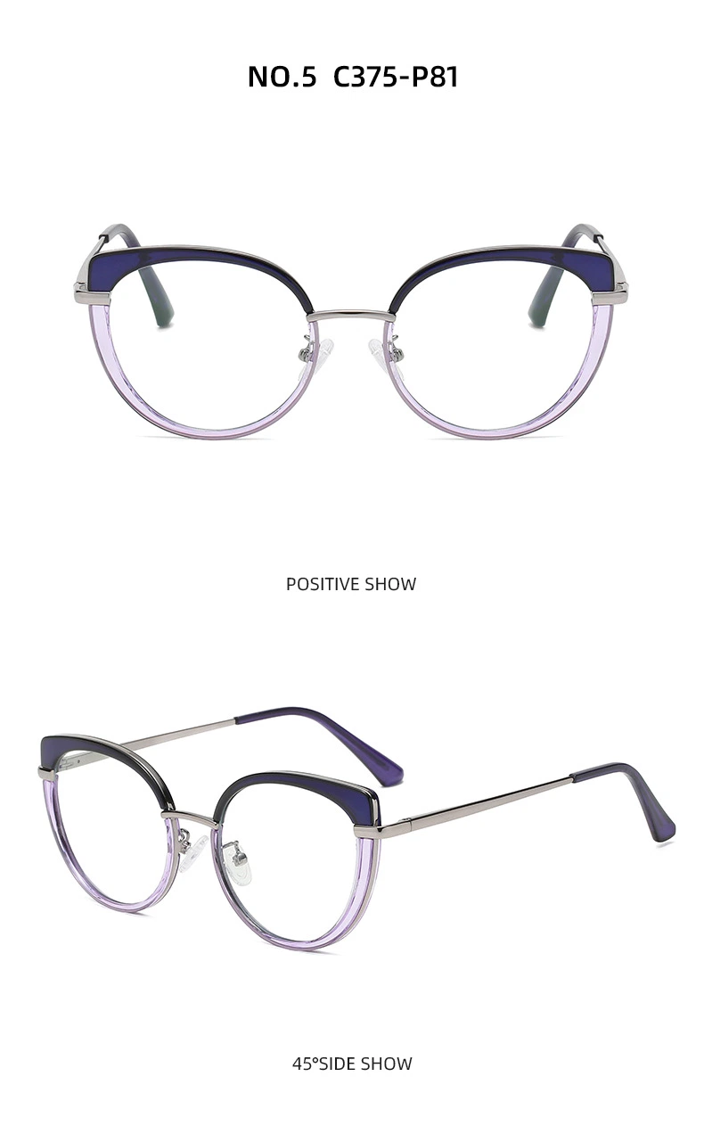 Cross-Border New Tr90 Anti-Blue Light Glasses Frame European and American Spring-Leg Glasses Wb610 Two-Color Frame Can Be Equipped with Myopia